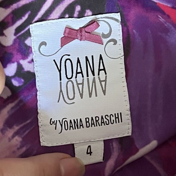 Anthropologie Yoana Baraschi Dress Sz Large Red Floral midi Satin Lined Keyhole - Picture 6 of 9